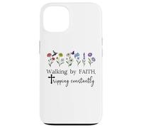 Walking by Faith Tripping Constantly Jesus Cross Christian Coque pour iPhone 13