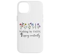 Walking by Faith Tripping Constantly Jesus Cross Christian Coque pour iPhone 14 Plus