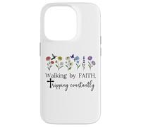 Walking by Faith Tripping Constantly Jesus Cross Christian Coque pour iPhone 14 Pro