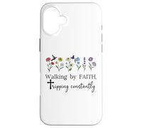 Walking by Faith Tripping Constantly Jesus Cross Christian Coque pour iPhone 16 Plus