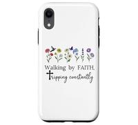 Walking by Faith Tripping Constantly Jesus Cross Christian Coque pour iPhone XR