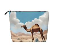 Walking Camel Trousse de maquillage en faux chanvre Grande capacité Organiseur de voyage pour voyage d'affaires et usage quotidien