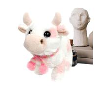 Walking Cow Toy - Cute Animal Plush, Electronic Learning Cow | Interactive Battery Operated Moving Cattle Figure, Educational Early Development Skill Building Animated Gift With Wagging Tail Action