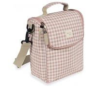 Walking Mum. Sac isotherme pour nourriture pour bébé I Love Vichy, grande capacité, design polyvalent avec poignée courte et sangle pour le porter sur les épaules, couleur rose. Dimensions : 26 x 23 x