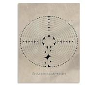 Walking Poster Chartres Cathedral Labyrinth Canvas Print for Mindfulness Practice and Room Decor(Framed,16x24inch(40x60cm))