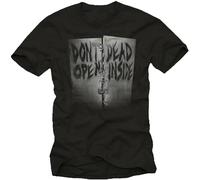 Walking Zombie Mens T-Shirt with Dont Open Dead Inside-Men Nerd Fan Shirt Black Manches Courtes(XX-Large)