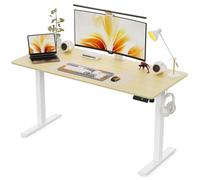 WALKINGDESK Bureau Assis Debout Électrique, 140 x 60 cm Ergonomique Bureau Réglable en Hauteur avec 4 Préréglages de Mémoire, Standing Desk, Chêne