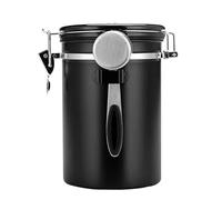 Walktosun Boîte à Café Hermétique, Bocaux de Stockage Conservation avec Cuillère Doseuse, Valve de CO2 et Cadran Dateur, Sec Saveur pour Café en Grains Moulu Noix Sucre Pâtes 1.8L (1PC - Noir)
