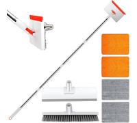 Wall And Baseboard Cleaner,Telescopic Mop Up To 147 Cm For Cleaning Floors,Walls,Ceilings,Tiles And Windows. Includes Brush And 4 Pads.