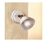 Wall Applique with 1 light in pierced and decorated ceramic in vintage country style - Ø 14 cm - Amber