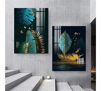 Wall Art Home Decor Moderne Vert et Or Style Chinois Peinture Toile Art Affiches Chambre Étanche Impressions Sur Toile 60x90cmx2pcs Sans Cadre