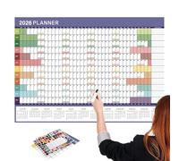 Wall Calendar - 29 Inch Poster | Paper Planner - 2026 Yearly Annual Calendar Chart for Office & Home | Extra Large Creative Organizer with Stickers & Tape for Planning & Scheduling