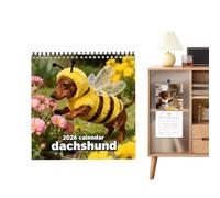 Wall Calendar | Dachshunds 12 Month Planner | Weekly Scheduling Tool | Dog Calendar 2026 For Appointment Holiday Bedroom Living Room Kitchen Fridge Desktop Apartment Classroom Meeting