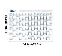 Wall Calendar Poster, 2026 Poster Planner, 29x20 Inches Schedule with Massive Grid, Full Year Sheet, Creative Tracker with Matte Finish, Organization Tool for Gym and Classroom