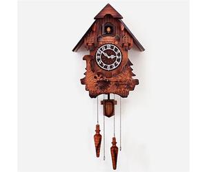 Wall Clock，Battery Operated Wall Clock，Cuckoo Bird Clock, with Birdsong Sounds & Night Mode, Wall Clock for Living Room Decoration, Retro Wooden Pendulum Clock,