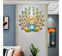 Wall Clock，Battery Operated Wall Clock， Large Peacock Wall Clock for Living Room Decoration Modern Metal Art Clock Quartz Battery Operated Silent Non Ticking WA