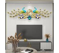 Wall Clock，Battery Operated Wall Clock，Metal Peacock Wall Clock for Living Room Decoration 140 x 40 cm Large Modern Art Quartz Clock, Battery Operated Silent No