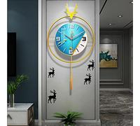 Wall Clock，Battery Operated Wall Clock，Modern Deer Art Metal Pendulum Wall Clock, Silent Non-Ticking Wall Clock for Living Room Decor, Wall Decoration Bedroom O