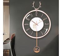Wall Clock，Battery Operated Wall Clock，Modern Deer Art Silent Non-Ticking Pendulum Wall Clock, Wall Clock for Living Room Decor, Decoration Wall Clock Bedroom O