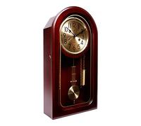 Wall Clock Retro Old-Fashioned Swing Clock Seat Hanging Dual-Use Mechanical Table Clock Solid Wood Timekeeping Mute Table Clock Creative Living Room Clock Pendulum Clock