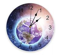Wall Clock Solar System Planet Around The Sun Rotating Label Round Wall Clock for Home Decor Living Room No Ticking Sound Modern Wall Clock (Color : C Size : 25cmx25cm) (B 25cmx25cm)