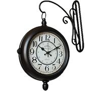 Wall Clock Vintage Double Sided Walllassic Design Station Clock,Weatherproof casing,Premium Metal Materials,for Garden Outdoor Home Wall Decor