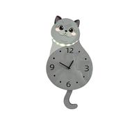 Wall Clocks Battery Operated - Moving Tail Cat Silent Digital Timer | Battery Operated Wall Clock with Quartz Movement, Decorative Wooden, Resin Design for Bedroom, Living Room, Kitchen Bathroom