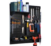 Wall Control 30-WGL-200 BB Kit de rangement d'outils en métal avec panneau perforé noir et accessoires noirs