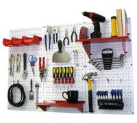 Wall Control 30-WRK-400 WR Organiseur de panneau perforé en métal standard de 1,2 m avec planche à outils blanche et accessoires rouges
