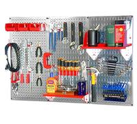 Wall Control 30WRK400GVR Kit de rangement pour outils standard en métal avec planche à outils galvanisée et accessoires rouges 1,2 m