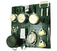 Wall Control Kit de rangement et d'organisation de panneaux perforés pour casseroles et poêles avec panneau perforé vert et accessoires blancs