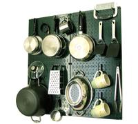 Wall Control Kit de rangement et d'organisation de panneaux perforés pour casseroles et poêles avec panneau perforé vert et accessoires noirs