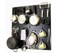 Wall Control Kit de rangement et d'organisation mural pour casseroles et poêles avec panneau perforé noir et accessoires rouges