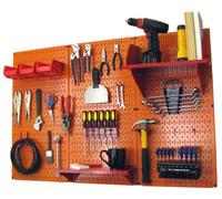 Wall Control Organisateur de panneau perforé 1,20 m Kit de rangement d'outils standard en métal avec panneau perforé orange et accessoires rouges