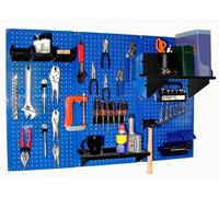 Wall Control Organisateur de panneau perforé 1,20 m Kit de rangement d'outils standard en métal avec panneau perforé bleu et accessoires noirs