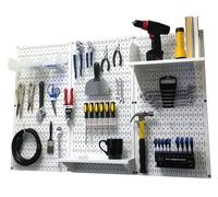 Wall Control Organiseur de panneau perforé en métal de 1,2 m avec planche à outils blanche et accessoires blancs