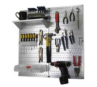 Wall Control Organiseur de panneau perforé en métal pour outils et garage avec panneau perforé métallique et accessoires blancs