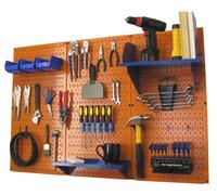 Wall Control Organiseur de tableau perforé en métal de 1,2 m, kit de rangement standard avec tableau à outils orange et accessoires bleus