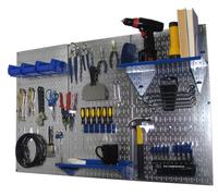Wall Control Pegboard Organizer 4 ft. Metal Pegboard Standard Tool Storage Kit with Galvanized Toolboard and Blue Accessories
