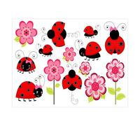 Wall Decal Stickers - Removable Colorful Pattern, Ladybug Design with Fun Motifs, Cute Wall Art, Sticker Decor, Colorful Decals for Playroom Bedroom Nursery Laptops Guitars Suitcases Luggage Tablet
