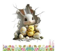 Wall Decals 2D Cute Bunny Egg Stickers | Removable Adhesive Wallpaper With Hole Break Design, Fun Bunny & Egg Pattern For Bedroom, Bathroom, Nursery, Classroom, Playroom, School, Easter Decor