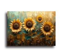 Wall Decor, Oil painting of sunflower flowers Posters, Wall Kit, Aesthetic Art Pictures for Bedroom Decor - 20x30cm Unframed