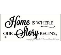 Wall Decor Plus More WDPM3392 Autocollant mural en vinyle avec citation « Home is Where Our Story Begins » - 58,4 x 25,4 cm - Noir