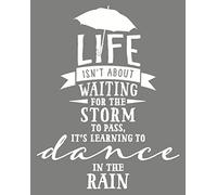 Wall Decor WDPM3553 Sticker mural en vinyle Inscription Life isn't about Waiting For The Storm To Pass, Dance in the Rain, Blanc 23 x 18 W