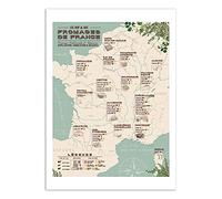 WALL EDITIONS Art-Poster - Carte des fromages de France - Frog Posters - Format : 50 x 70 cm
