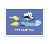 WALL EDITIONS Art-Poster - Super Brothers Rocket - Simon Super Rabbit - Format : 50 x 70 cm