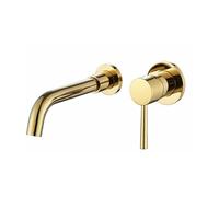 Wall Faucet,Brass Basin Tap with 360 Degrees Rotating spout,Wall Mounted Bathroom Sink Tap,Gold