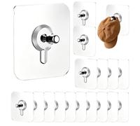 Wall Hangers without Nails - 20 Pieces Heavy Duty No Drill Hooks, Self Adhesive Waterproof Design, Strong Wall Mount Hanging Holders for Decorations Towels Keys Supplies | Home Kitchen Tiles Glass Bri