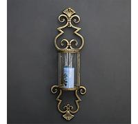 Wall Hanging Iron Holder Candle Gold Retro Wall Candle Holders Nordic Candlestick Wedding Bougeoir Tea Light Holder (Color : B)