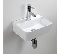 Wall Hung Basin Sink Small Cloakroom Basin Rectangle Ceramic Wash Basin Right Hand (New Sink Set(with Faucet&Drain))